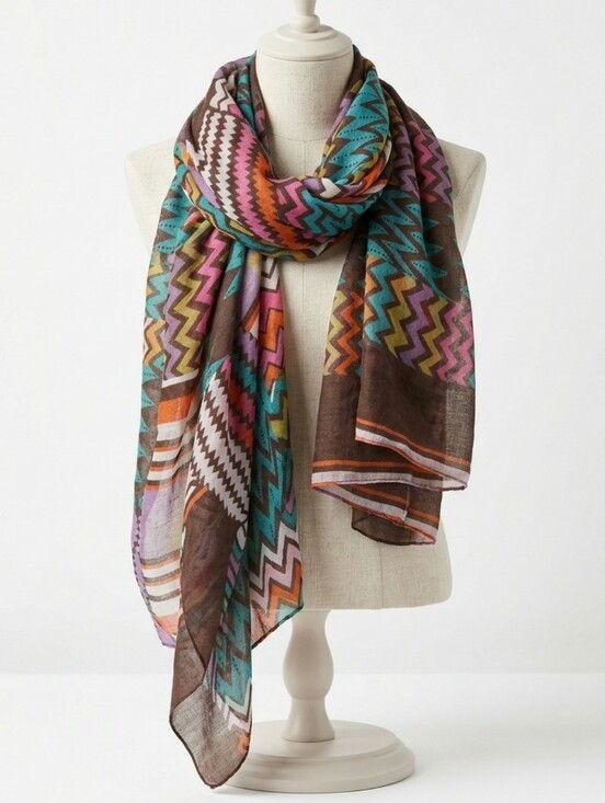 Accessories - Oversized Colorful Patchwork Scarf Wrap Lightweight Beach Sarong Coverup